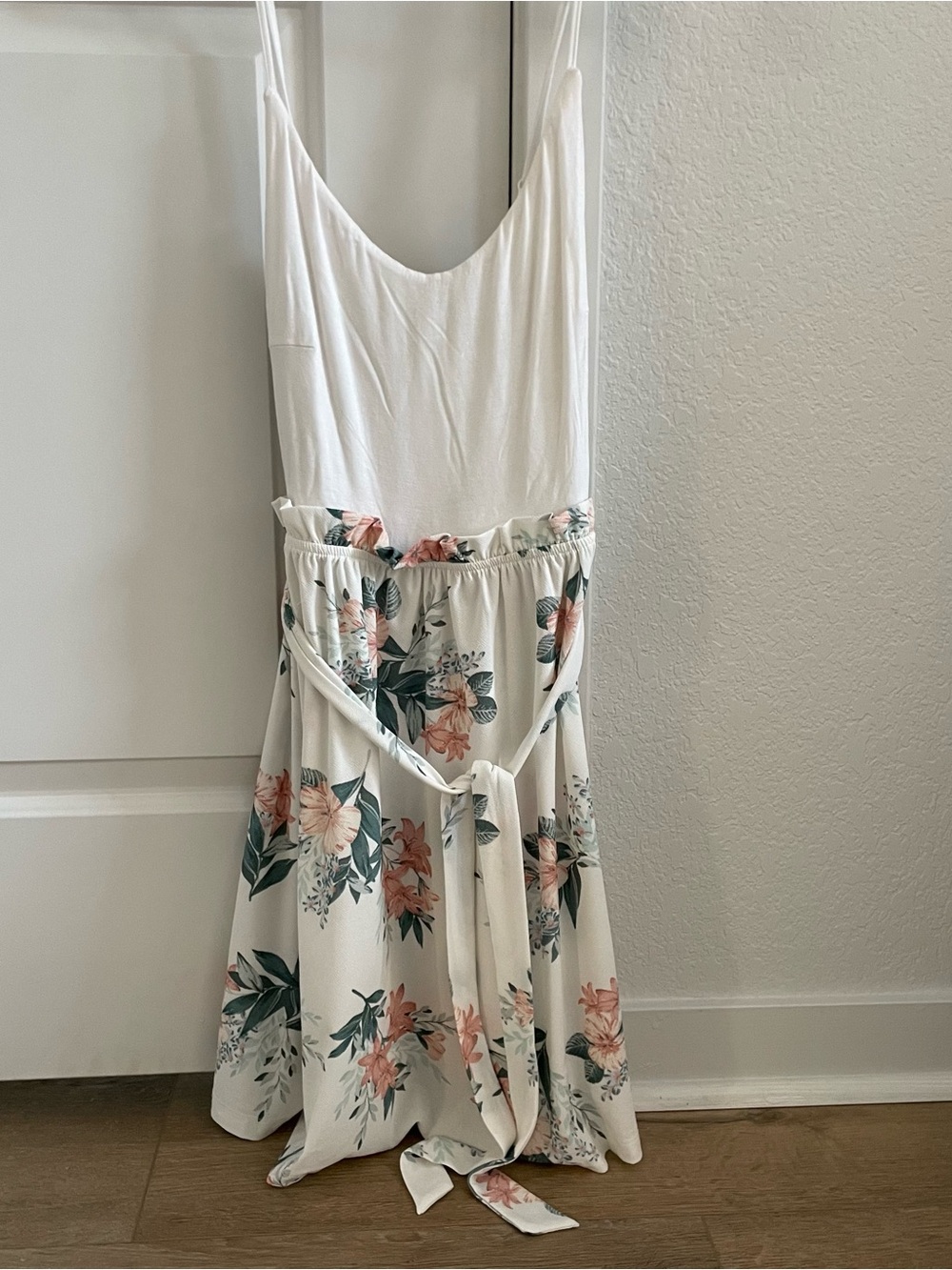 Ardene White Floral Mini Dress with Tie Belt